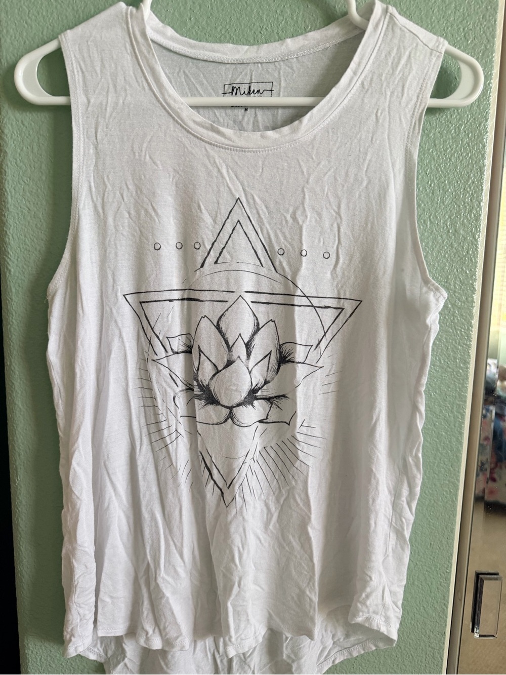 Miken White Tank with Black Lotus Graphic